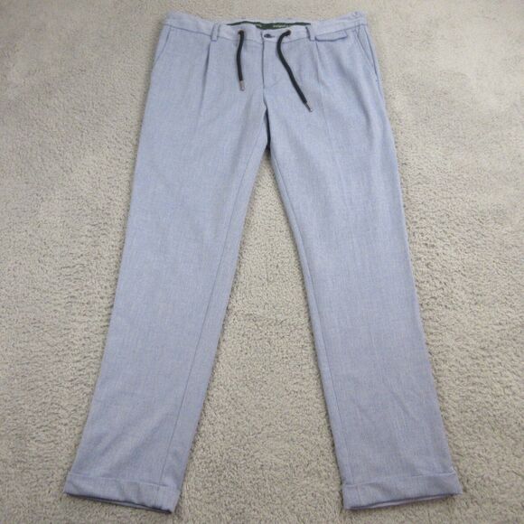 Maczoo Mens Wool Blend Trouser Pants size 46 EUR Blue‎ Stretch Drawstring Italy - Picture 1 of 11